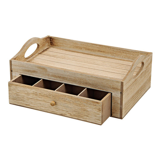 Wurm houten theedoos met lade – stijlvolle opbergdoos voor thee serveren en gezellige momenten