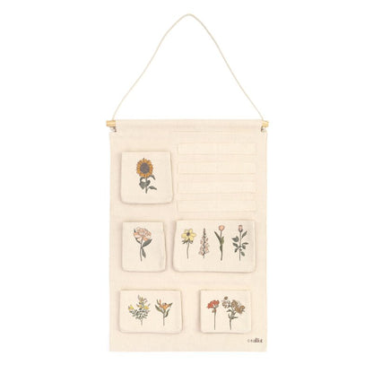 Wandopberger Flora met botanisch bloemenmotief, beige, 100% katoen, 55x40 cm, Nattiot