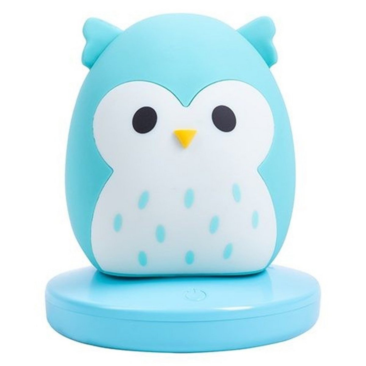Squishmallows nachtlampje Winston the Owl in blauw-witte siliconen.