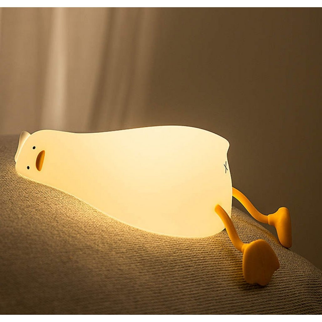 Witte eend nachtlampje met warm wit LED-licht – schattige duck decoratie voor babykamer en kinderkamer