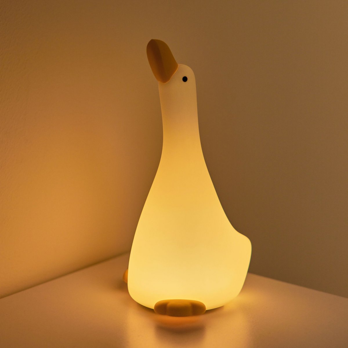 Witte gans nachtlampje met warm geel LED-licht – schattige goose decoratie voor babykamer of kinderkamer
