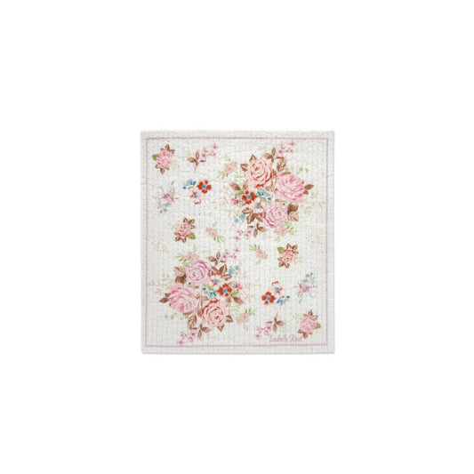 Duurzame Zweedse vaatdoek Flora met bloemenprint van katoen en cellulose (17x20cm)