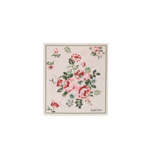 Duurzame Zweedse vaatdoek Lisa Boeket met bloemenprint van biologisch afbreekbaar katoen en cellulose (17x20cm)